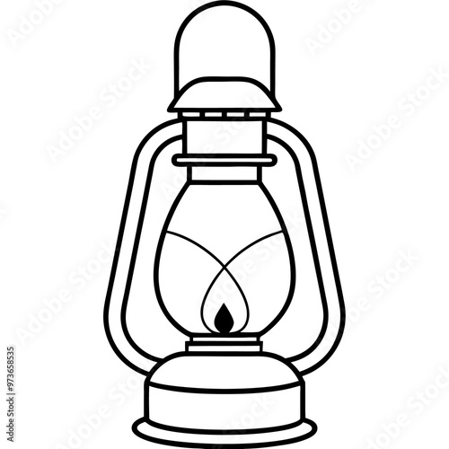 kerosene light outline coloring book page line art drawing