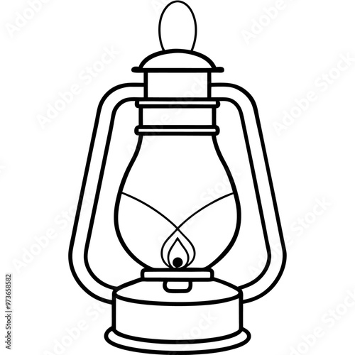 kerosene light outline coloring book page line art drawing