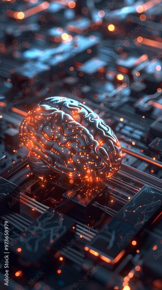 Technology and engineering concept in a Brain