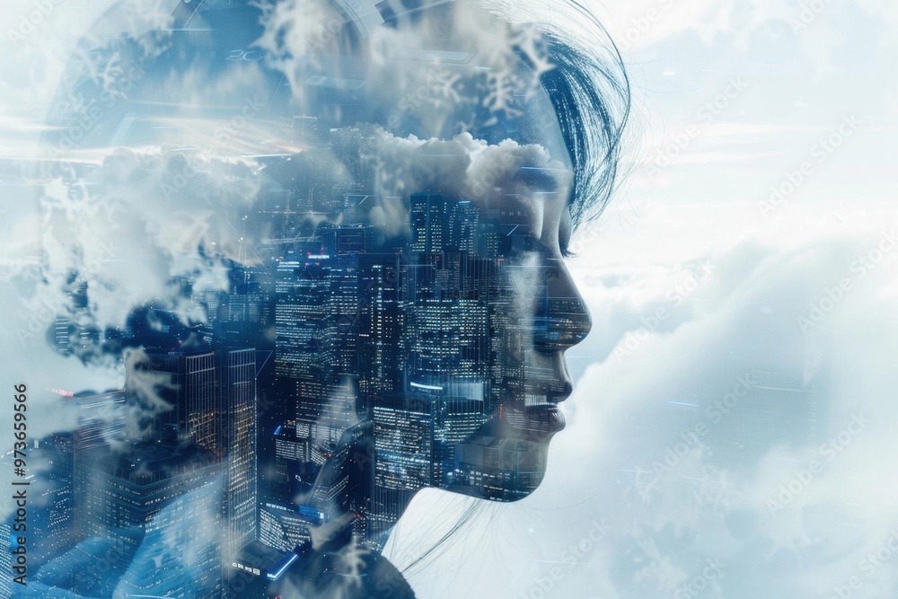 Futuristic Digital Media Landscape. Technology concept Futuristic Digital Media Landscape. Technology concept
