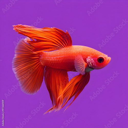 Obraz na płótnie red siamese fighting fish on purple background