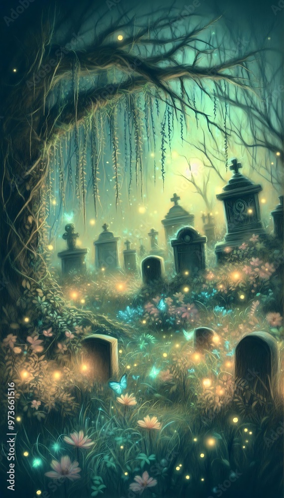 Obraz premium enchanting graveyard twilight