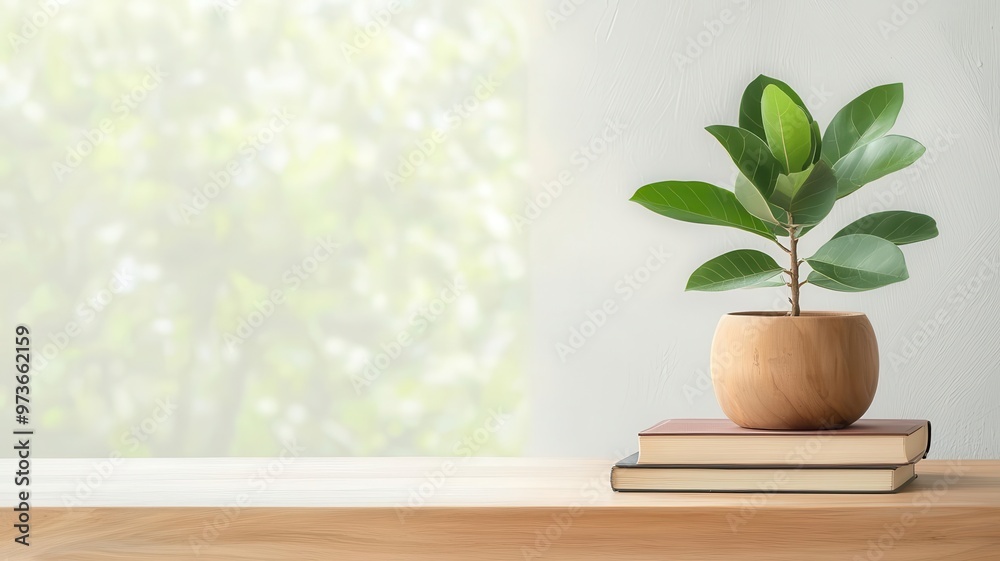 Close-up of eco-friendly teak coffee table with a plant and books, representing sustainable decor choices Teak coffee table, Eco-friendly decor Close-up of eco-friendly teak coffee table with a plant and books, representing sustainable decor choices Teak coffee table, Eco-friendly decor