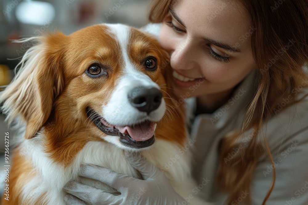 Fototapeta premium A dog at the veterinarian. Generative AI