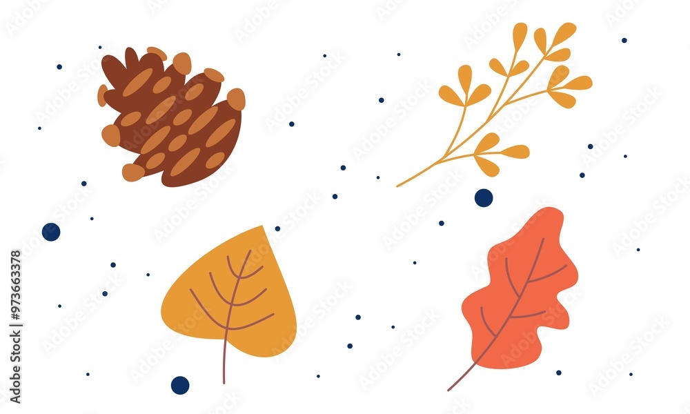 Vibrant Autumn Leaves, Pine Cones And Plant Branches logo