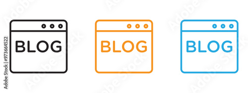 Blog icon Thin line illustration set