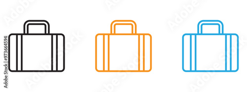 Briefcase icon Thin line illustration set