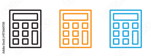 Calculator icon Thin line illustration set