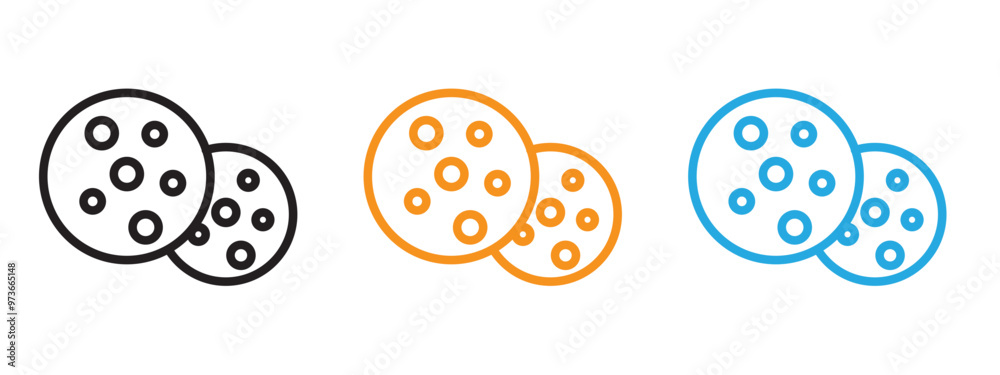 Cookie icon Thin line illustration set Cookie icon Thin line illustration set