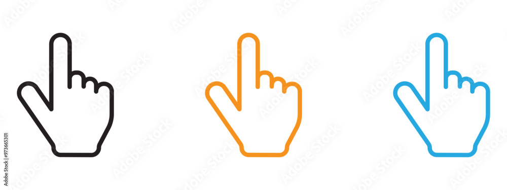 Obraz premium Cursor hand icon Thin line illustration set