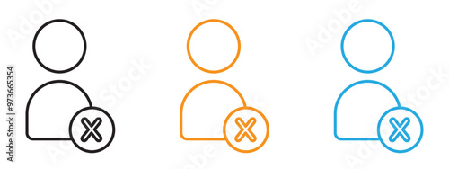 Delete user icon Thin line illustration set