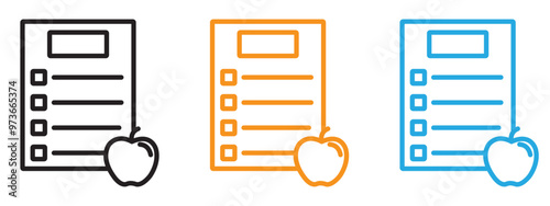 Diet plan icon Thin line illustration set