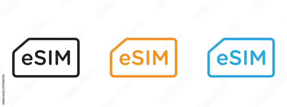 ESIM icon Thin line illustration set ESIM icon Thin line illustration set