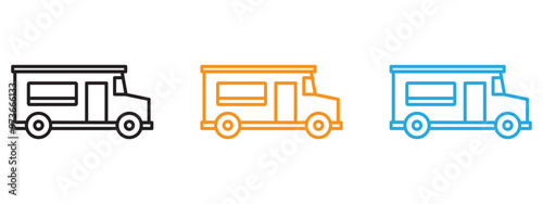 Food truck icon Thin line illustration set