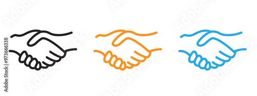 Handshake icon Thin line illustration set