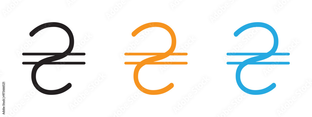 Hryvnia icon Thin line illustration set Hryvnia icon Thin line illustration set