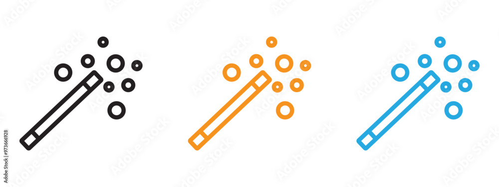 Magic wand icon Thin line illustration set Magic wand icon Thin line illustration set