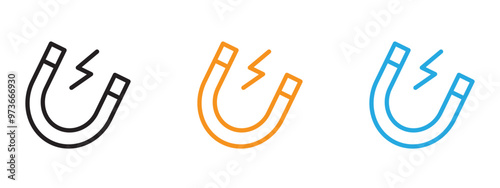 Magnet icon Thin line illustration set