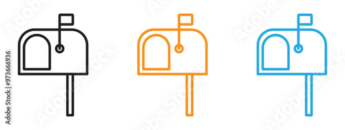 Mailbox icon Thin line illustration set