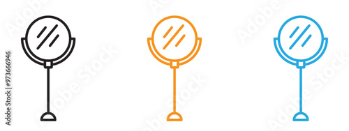 Makeup mirror icon Thin line illustration set