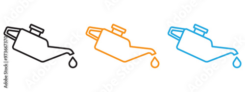 Oil can icon Thin line illustration set