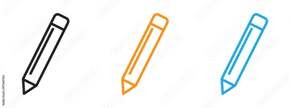 Pencil icon Thin line illustration set Pencil icon Thin line illustration set