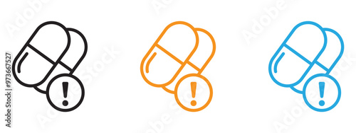Overdose icon Thin line illustration set