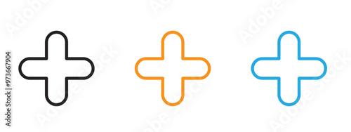 Plus icon Thin line illustration set
