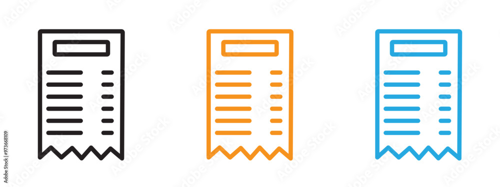 Receipt icon Thin line illustration set Receipt icon Thin line illustration set