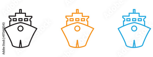 Ship icon Thin line illustration set