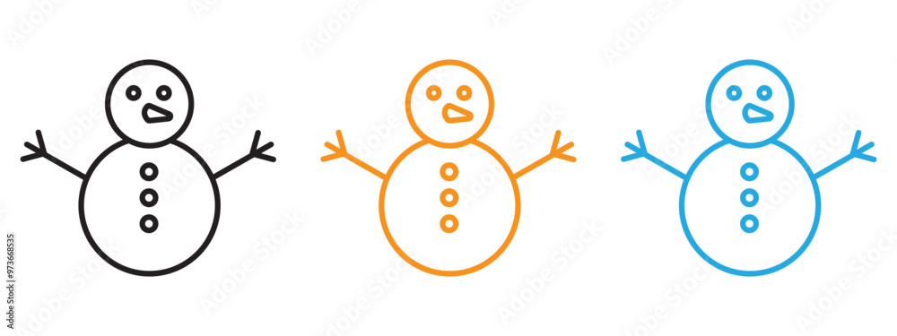 Snowman icon Thin line illustration set