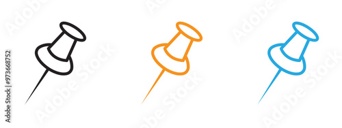 Thumbtack icon Thin line illustration set