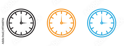 Time clock icon Thin line illustration set