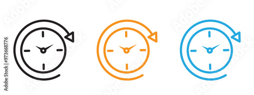 Time forward icon Thin line illustration set