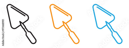 Trowel icon Thin line illustration set