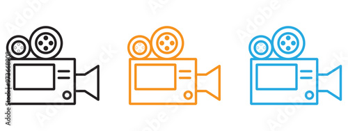TV camera icon Thin line illustration set