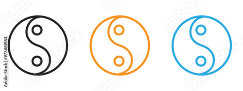 Yin yang icon Thin line illustration set