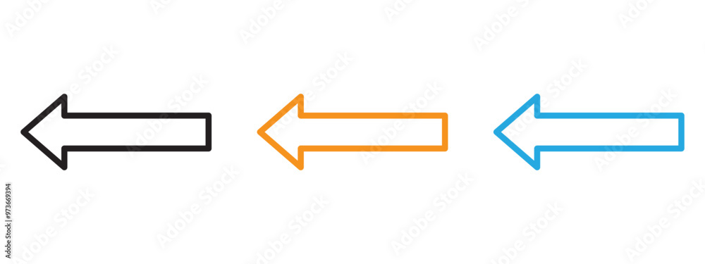 Arrow left icon Thin line illustration set Arrow left icon Thin line illustration set