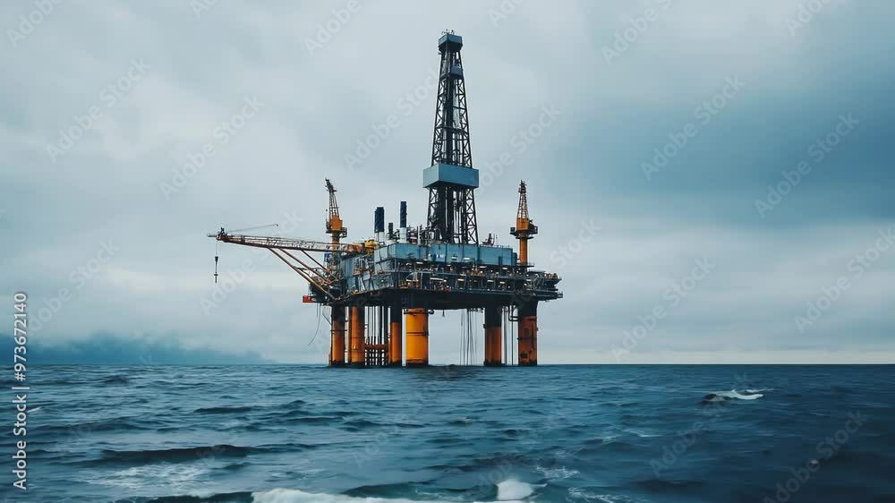 Offshore Oil Rig Against Stormy Sky Offshore Oil Rig Against Stormy Sky
