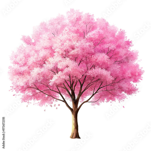 Wallpaper Mural A digital painting of a single pink tree Isolated On Transparent Background Torontodigital.ca