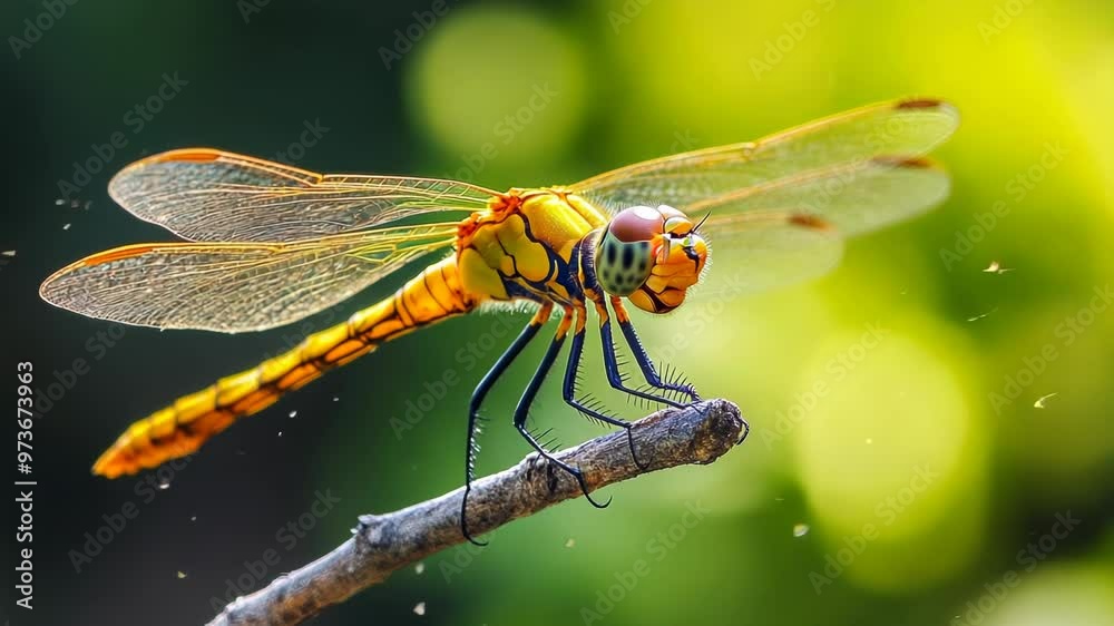 Vibrant Dragonfly on a Twig Vibrant Dragonfly on a Twig