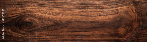 Wallpaper Mural Close-up view of rich, dark wooden texture with prominent grain patterns and natural knots, ideal for backgrounds, textures, or design projects. Torontodigital.ca