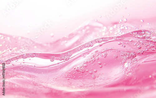 Abstract pink water background with bubbles and waves, creating a soft, dreamy, and refreshing visual effect perfect for various designs.