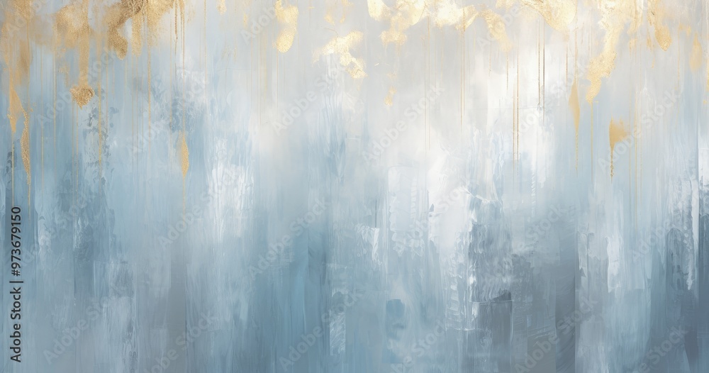 An abstract painting featuring soft blue and gold hues, creating a serene and elegant atmosphere. An abstract painting featuring soft blue and gold hues, creating a serene and elegant atmosphere.