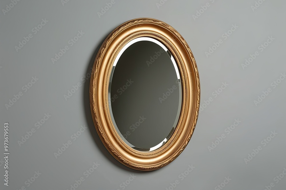 Obraz premium Vintage Gold Oval Mirror Artwork Isolated for Distinctive Visual Charm