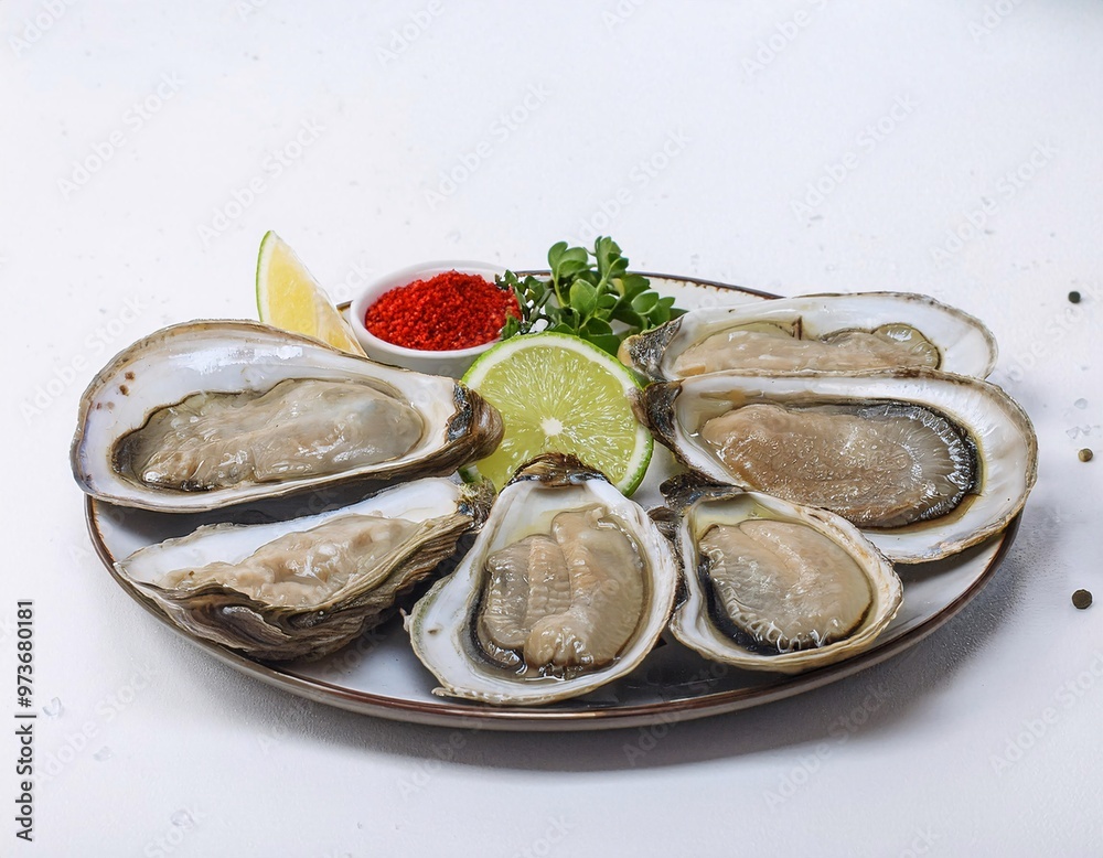 sea oysters served fresh with open shells, generative ai sea oysters served fresh with open shells, generative ai
