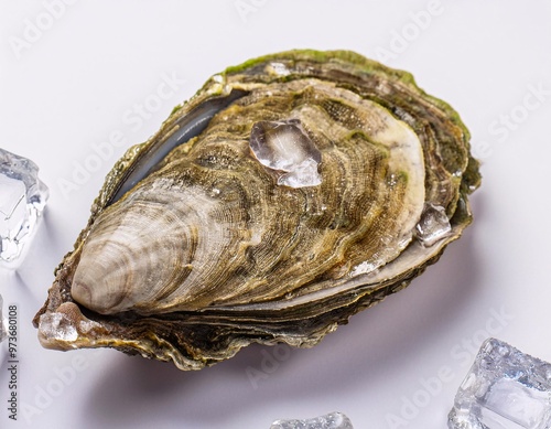 sea ​​oysters served fresh with open shells, generative ai photo