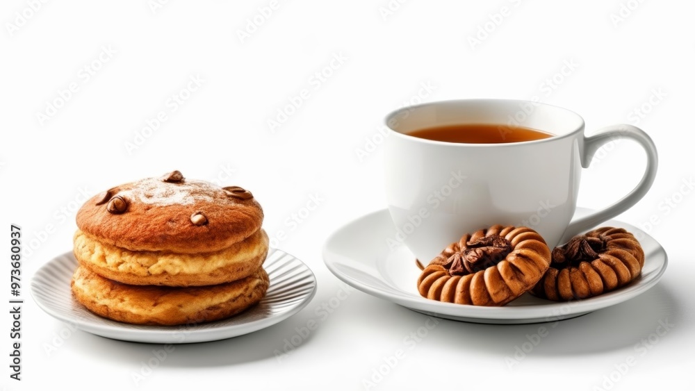 Delicious morning treats coffee and pastries Delicious morning treats coffee and pastries