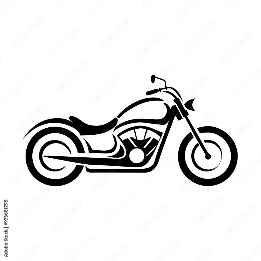 Fototapeta premium Black and White Chopper Motorcycle Vector Illustration