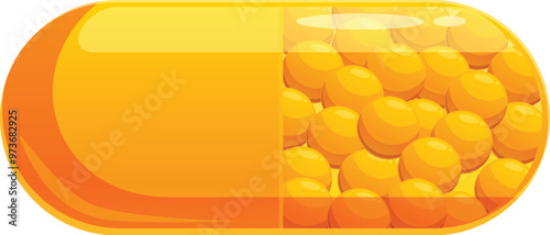 Orange capsule containing micro granules is showing medical innovation in the pharmaceutical industry